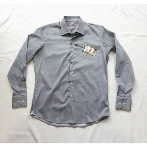 Boys Robert Graham Printed Flip Cuff Button Up Dress Shirt Youth Large 14-16